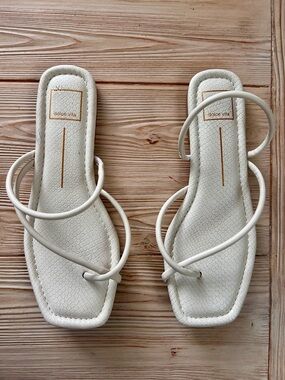 Dolce Vita Leanne Strappy Sandals White Minimal Square Toe Size 10